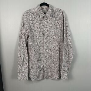 Secret Wash J. Crew Poplin Mens Large Tall Long Sleeve Floral Button Down Shirt